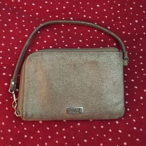 COPY - Champagne/gold sparkly leather fossil wristlet